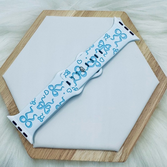 Accessories - Blue Bow Design Apple Watch Bands in white pink 38mm 40mm 41mm